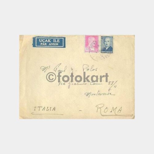 1950 Beyoğlu Roma Damgalı Zarf