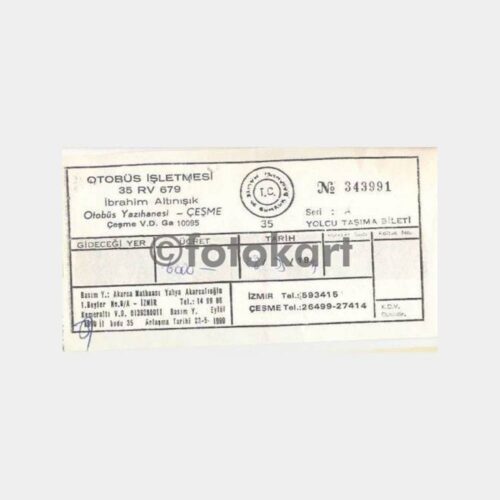 1991 Çeşme İzmir Otobüs Bileti