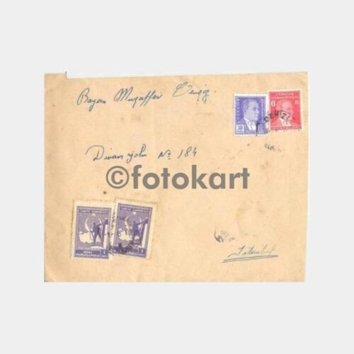 1942 Denizli Posta Damgalı Mektup Zarfı