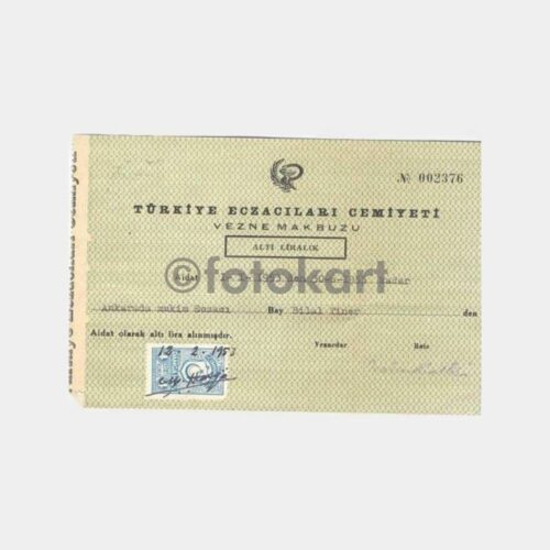 1953 Türkiye Eczacıları Cemiyeti Makbuzu