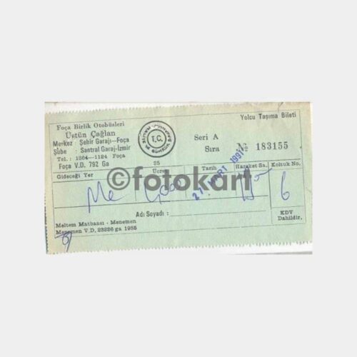 1991 İzmir Foça Otobüs Bileti