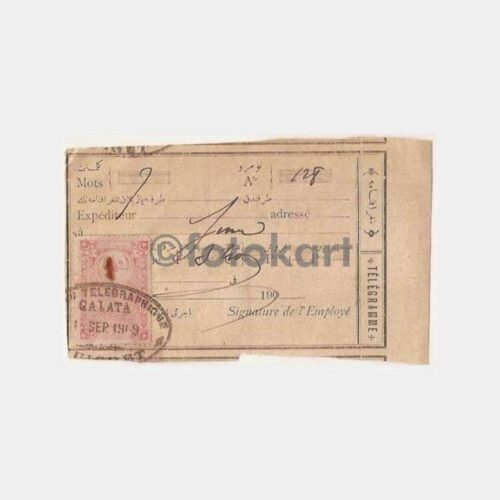 1909 Galata Oval Damga Telgraf Alındı Makbuzu