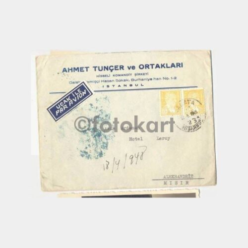 1948 Galata Posta Damgalı Uçak Zarf