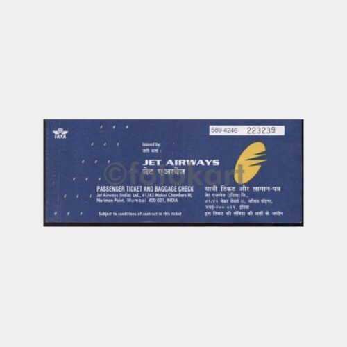 1997 Hindistan Jet Airways Uçak Bileti