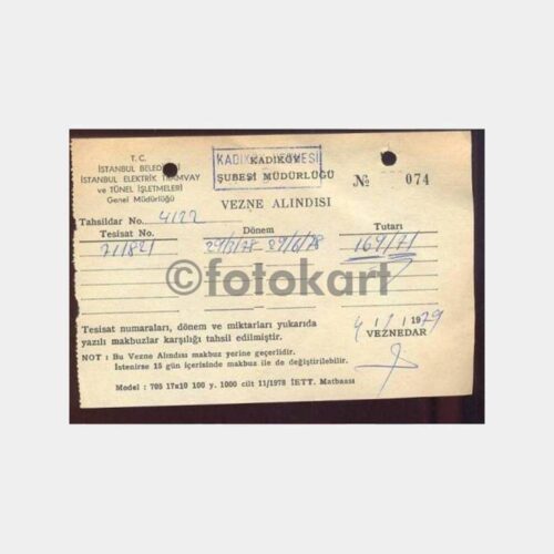 1979 İ.E.T.T. Kadıköy Havagazı Makbuzu