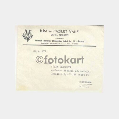 1979 İlim ve Fazilet Vakfı Üsküdar Antetli Zarf