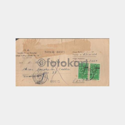 1962 İstanbul Damgalı Mahkeme Hukuk Davetiye