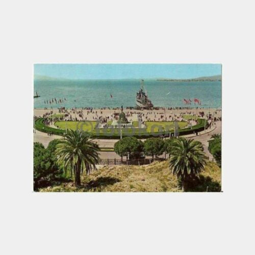 İzmir Cumhuriyet Meydanı Savaş Gemisi Kartpostal