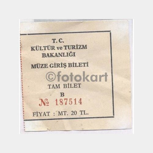 1965 Kültür Turizm Bakanlığı Müze Giriş Bileti