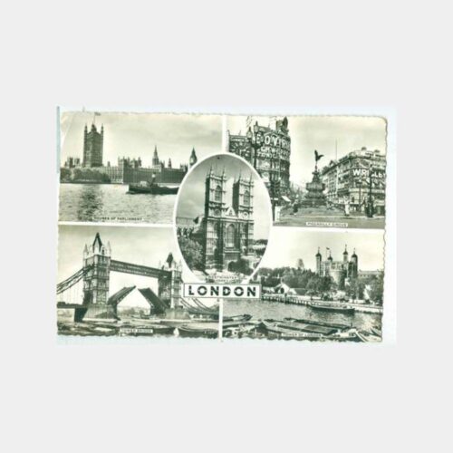 1957 Londra Dört Görünüş Damgalı Kartpostal