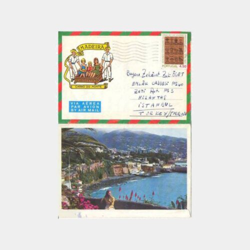 1974 Portekiz Madeira Pullu Mektup Zarfı