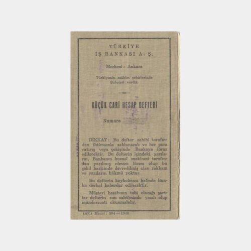 1952 T. İş Bankası Makine Yazılı Hesap Cüzdanı