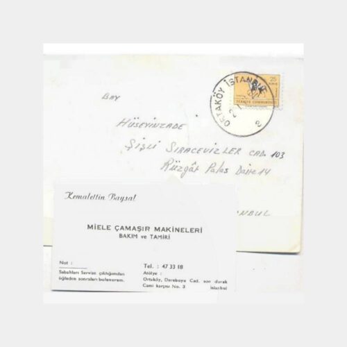1972 Ortaköy İstanbul Damgalı Tebrik Zarfı