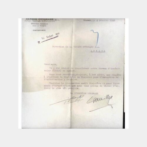 1958 Osmanlı Bankası Fransızca Yazısı