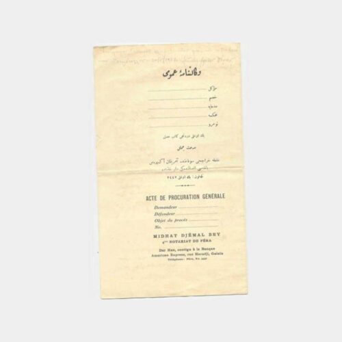1926 Noter Tasdikli Osmanlıca Sözleşme