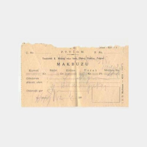 1953 PTT Alındı Makbuzu