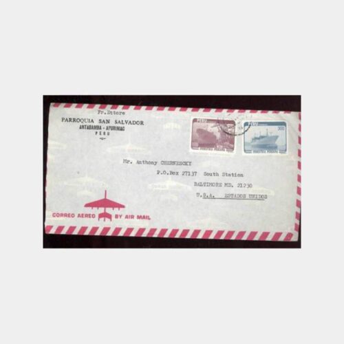 1950 Peru Gemiler Konulu Damgalı Uçak Zarf