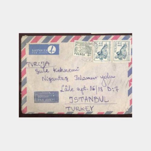 Polonya Uçak Postadan Geçmiş Zarf