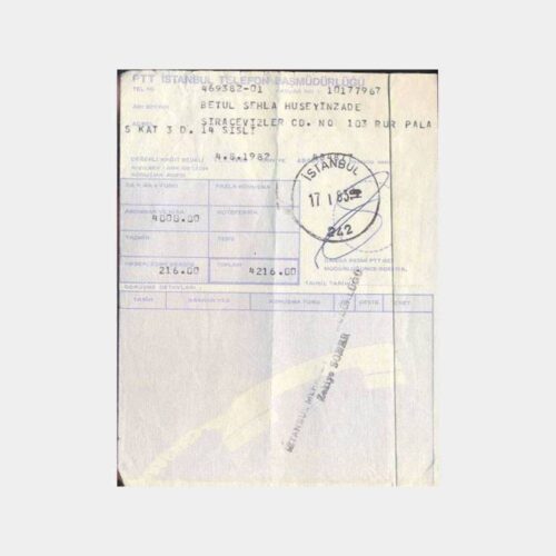 1983 İstanbul Damgalı Şişli Telefon Makbuzu
