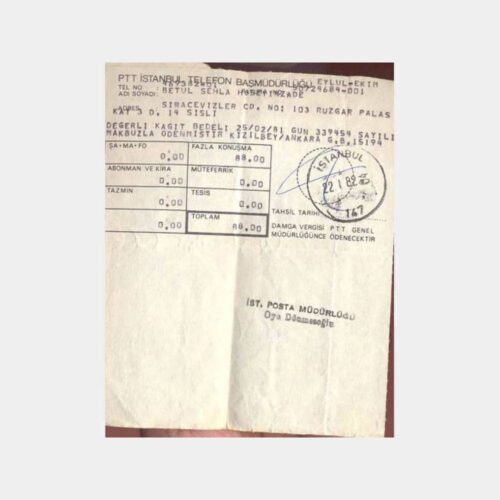 1982 PTT İstanbul Telefon Makbuzu
