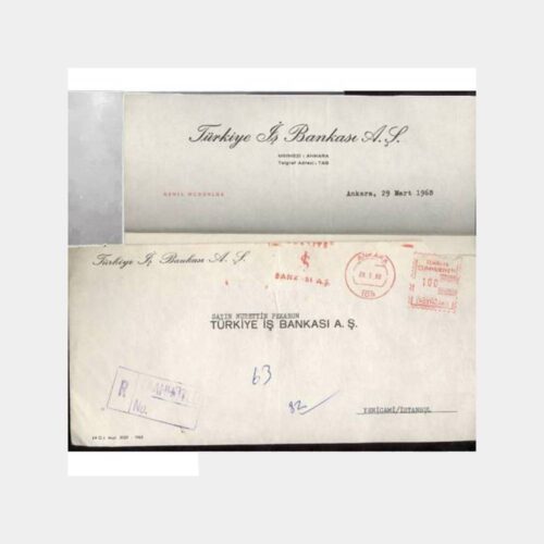 1968 T. İş Bankası Antetli Mektup ve Zarfı