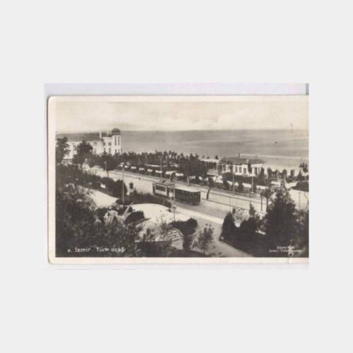 1930 İzmir Türk Ocağı Tramvay Görünüş Kartpostal