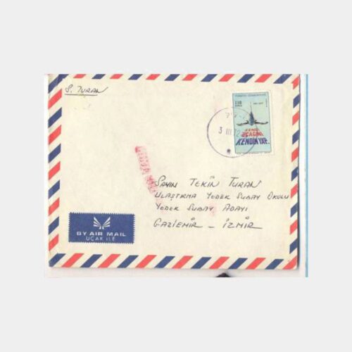 1972 Uçak Pullu Postadan Geçmiş Zarf