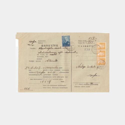 1948 Urfa Damgalı Mahkeme Hukuk Davetiye