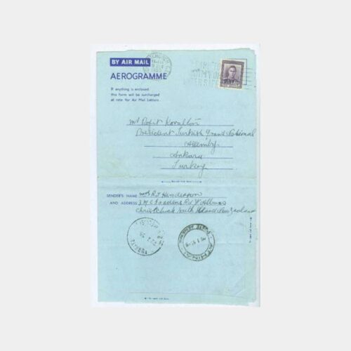 1955 Refik Koraltan Yeni Zelanda Uçak Zarfı