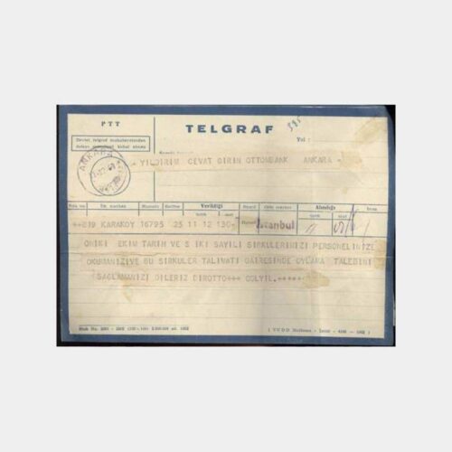 1961 Osmanlı Bankası PTT İstanbul Yıldırım Telgraf