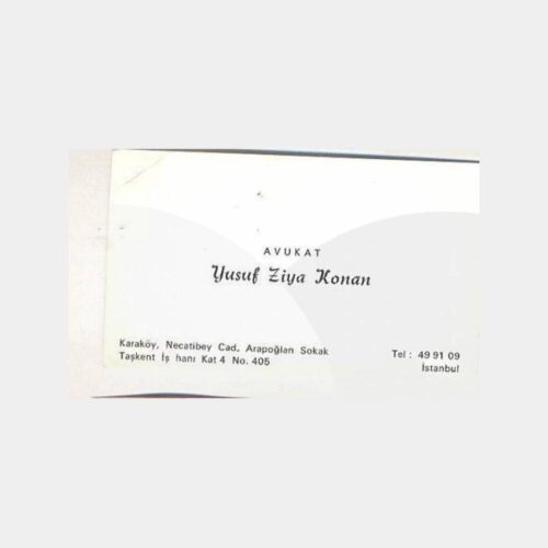 Avukat Yusuf Ziya Konan Kartvizit