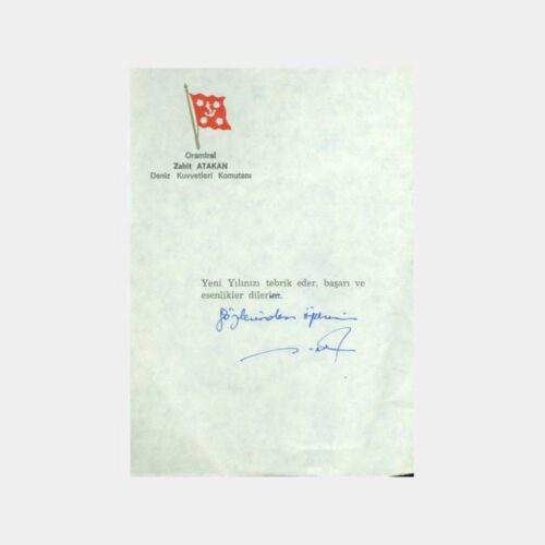 Deniz Kuvvetleri Orgeneral Zahit Ataman Tebrik Yazısı