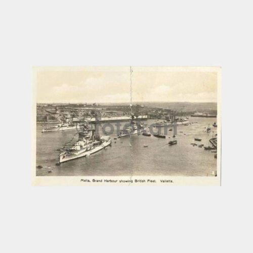 1936 Malta Grand Harbour Savaş Gemileri Fotokart
