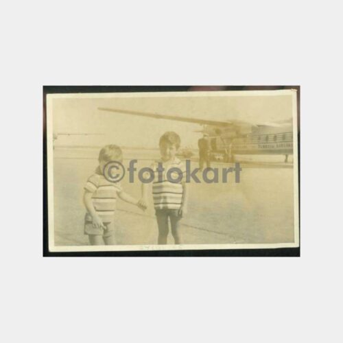 1965 Yeşilköy Havalimanı Uçak Çocuklar Fotoğraf