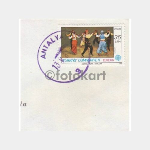 1981 Antalya Folklor Posta Damgalı Zarf