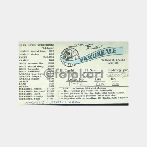 1971 Denizli Pamukkale Turizm Otobüs Bileti