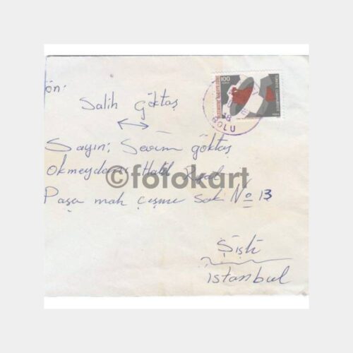 1975 Bolu Çarşı Şubesi Posta Damgalı Zarf
