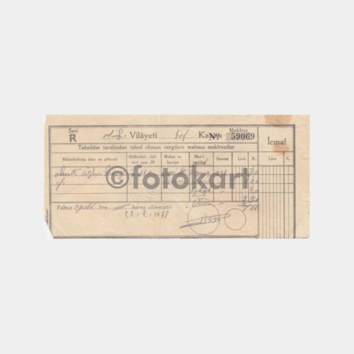 1933 Denizli Çal Kazası Kazanç Vergisi Makbuzu
