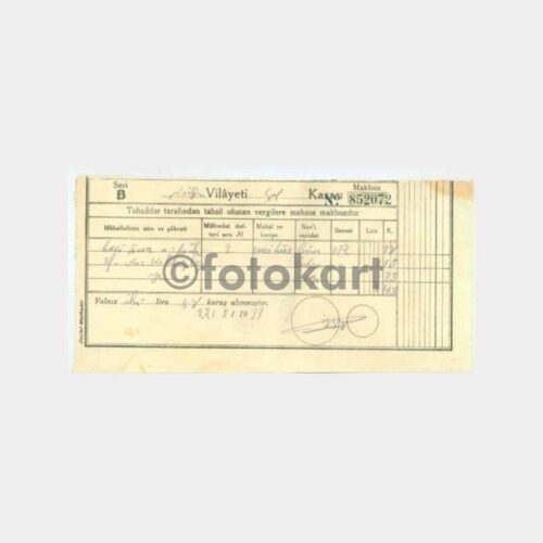 1933 Denizli Çal Vergi Makbuzu