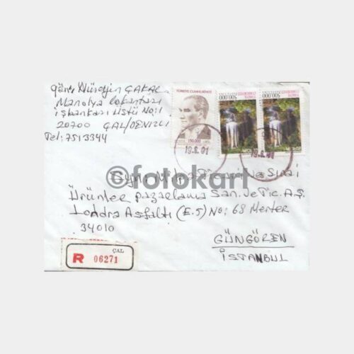 2001 Denizli Çal Posta Damgalı Zarf