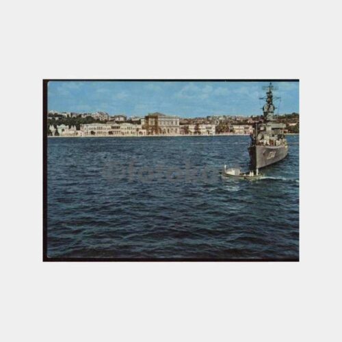 Dolmabahçe Sarayı ve Savaş Gemisi Kartpostal