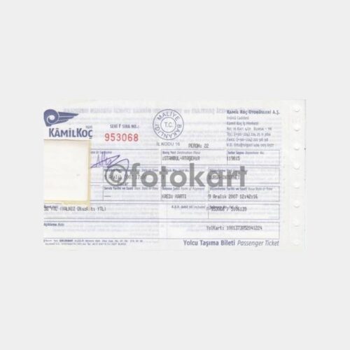 Eski Kullanılmış Otobüs Bileti