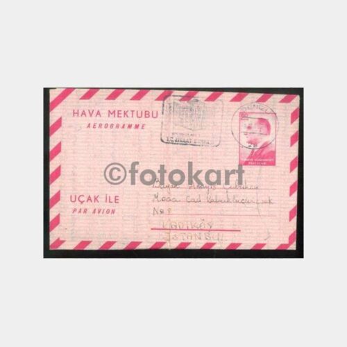 1968 Denizli Aerogramme Yazılı Hava Mektubu