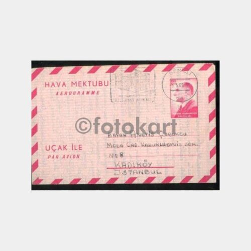 1968 Denizli Aerogramme Yazılı Hava Mektubu