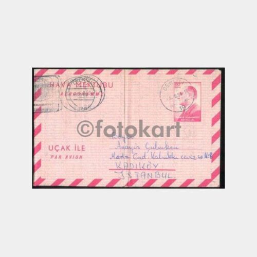 1968 Denizli Aerogramme Yazılı Hava Mektubu