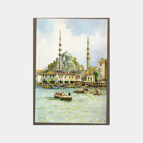 Yenicami Önü Kayıklar Tablo Tebrik Kartı