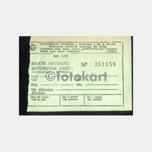 1985 Kosova Otobüs Bileti