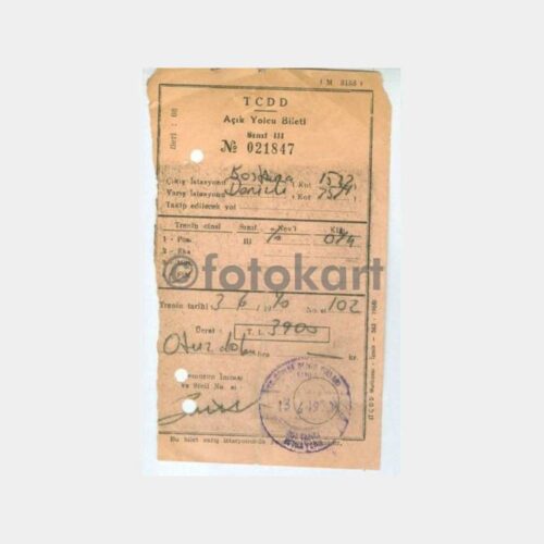 1970 Bostancı-Denizli TCDD Tren Bileti