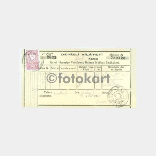1940 Denizli Çal Kazası Vergi Makbuzu