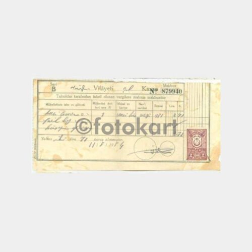 1934 Denizli Çal Kazası Vergi Makbuzu
